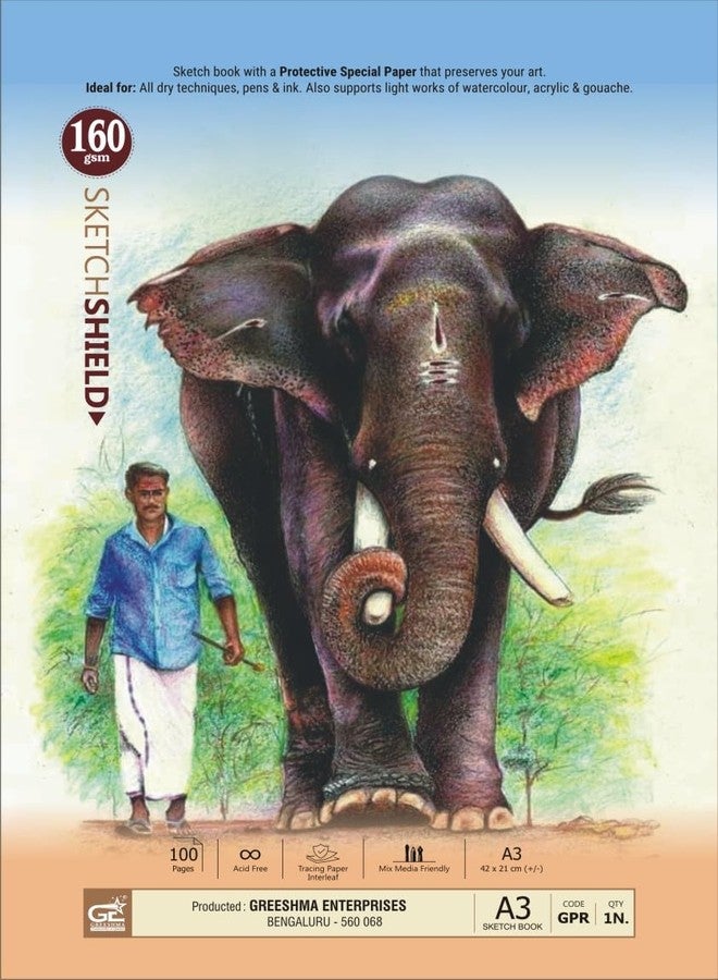 GREESHMA Presents A3 Artist Drawing Book, Sketch Book for Student and Artist - 100 Pages 160 GSM Spiral Bound - Image 1